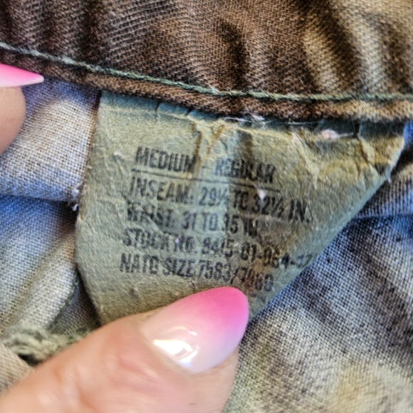 Vintage Military Woodland Camo Cargo Pants Medium 29x32 Utility Combat Trousers - Picture 3 of 4